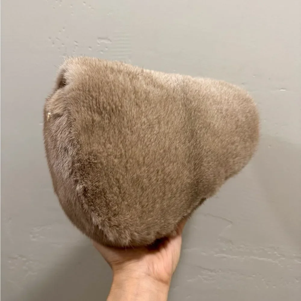 Natural Mink Fur Handmade Asymmetric Saddle Bag/Crossbody & 2 Mink Fur Charm - Picture 15 of 16